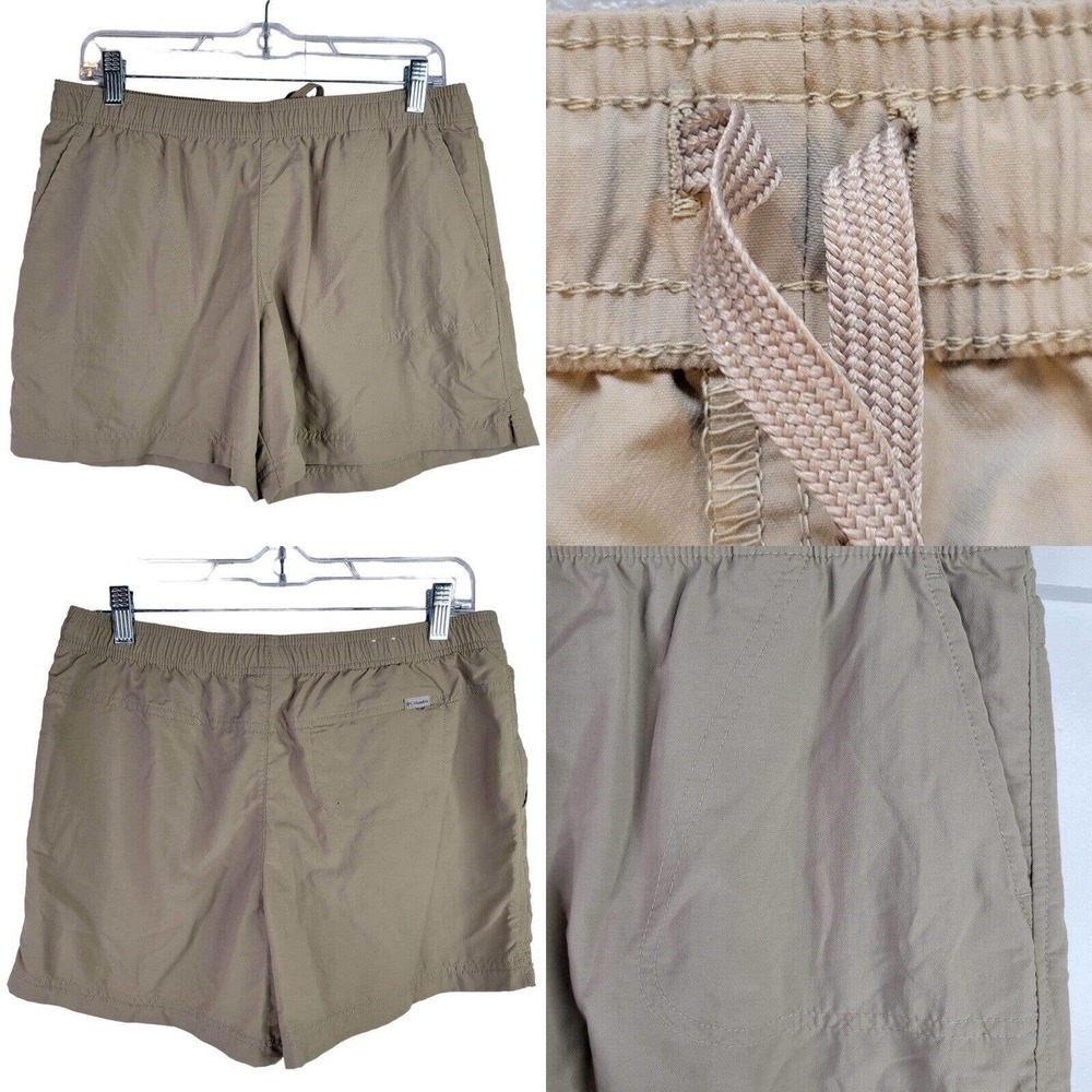 Columbia Women's Shorts Medium Khaki Tie-Front Nylon Hiking Outdoor